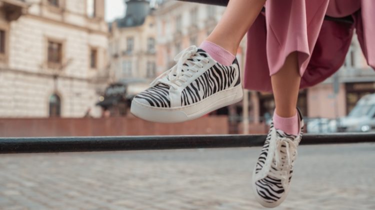 Closeup Zebra Print Sneakers Womens