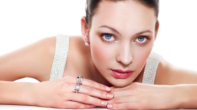 Model Wearing Diamond Rings Beauty