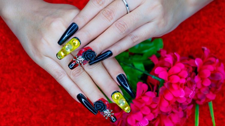 Dark Coffin Nails