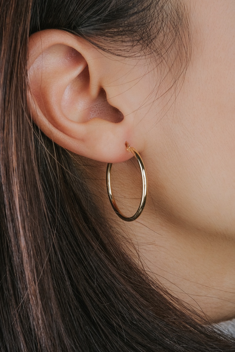 Two-Tone Cross Hoop Earrings (14K) – Popular J