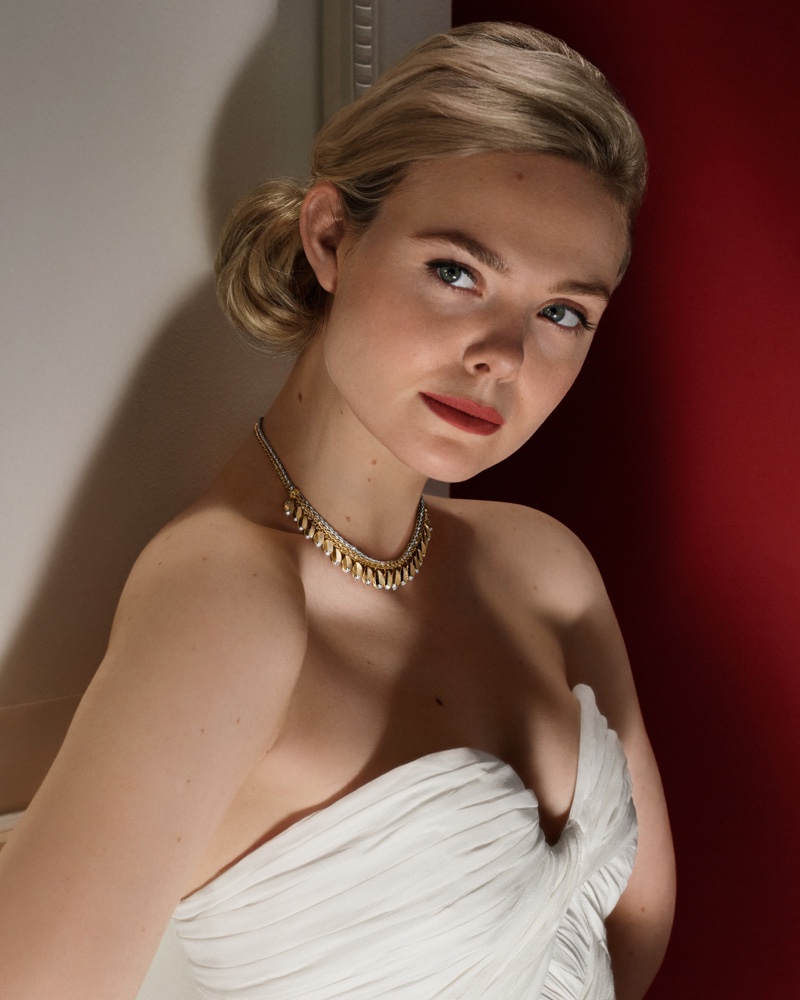 Elle Fanning for Cartier Grain de Café Jewelry: 50s Glam