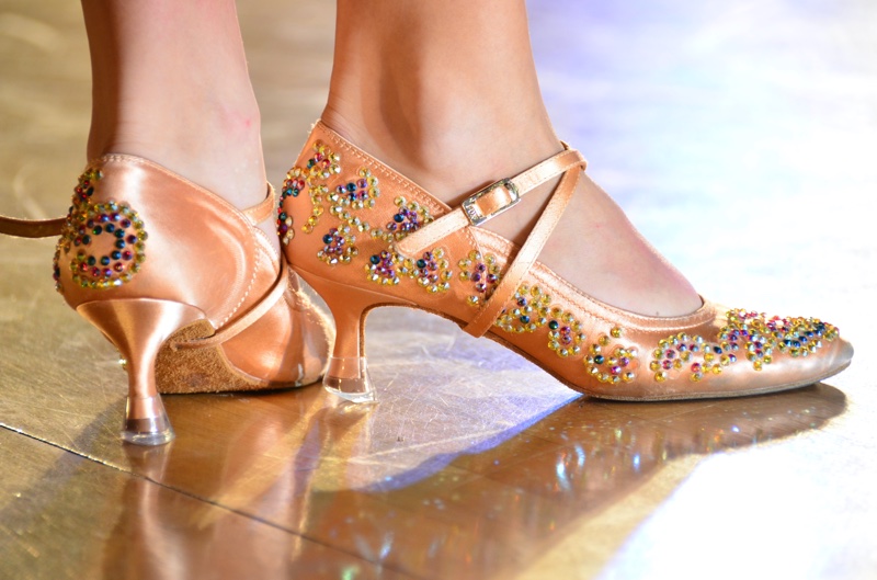Jorjet - Open Toe Thick Crossing Ankle Strap Dance Shoe - 3 inch Flared  Heels - Burju Shoes