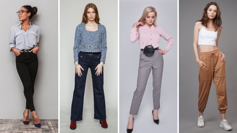 Woolen Trousers Women's Fall/winter High-waist Elastic Striped Straight-leg  Pants Slim-fit Warm Trousers Pants for Women