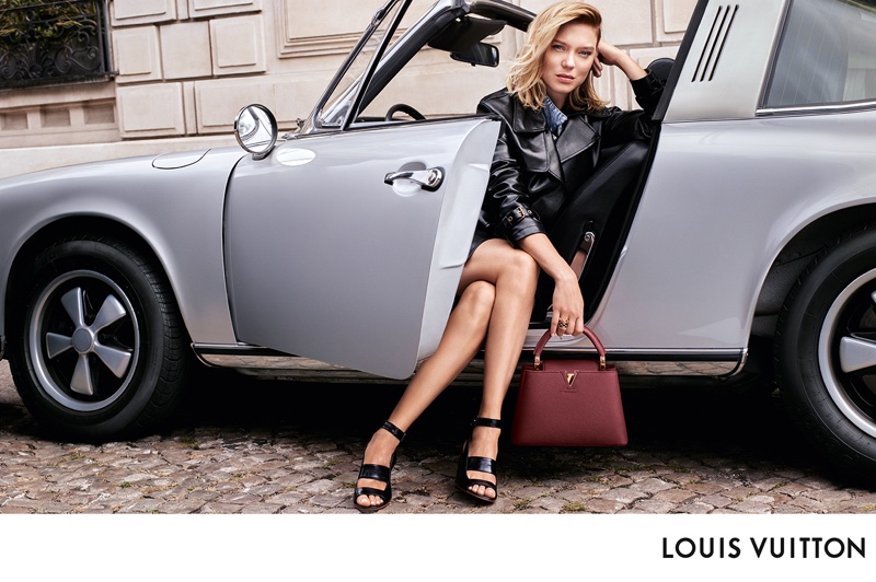Lea Seydoux is glam for the Louis Vuitton Capucines Bag Summer 2022 Campaign