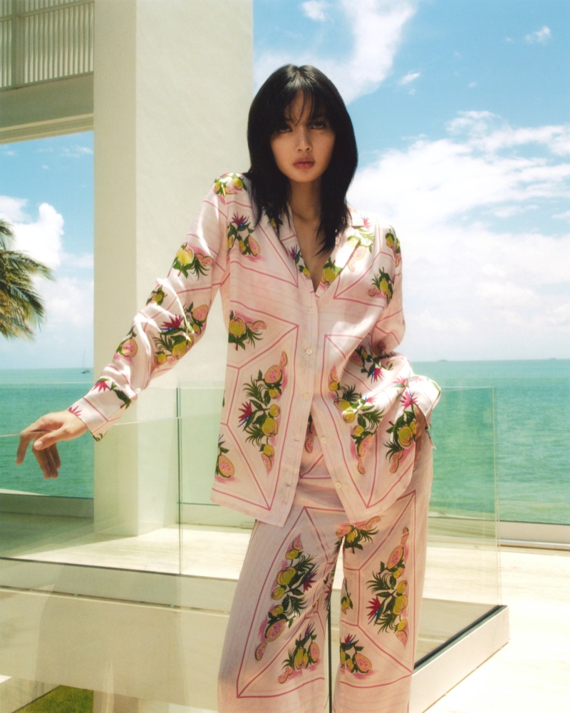 Lisa fronts Kith's summer 2024 campaign in a vibrant floral ensemble.