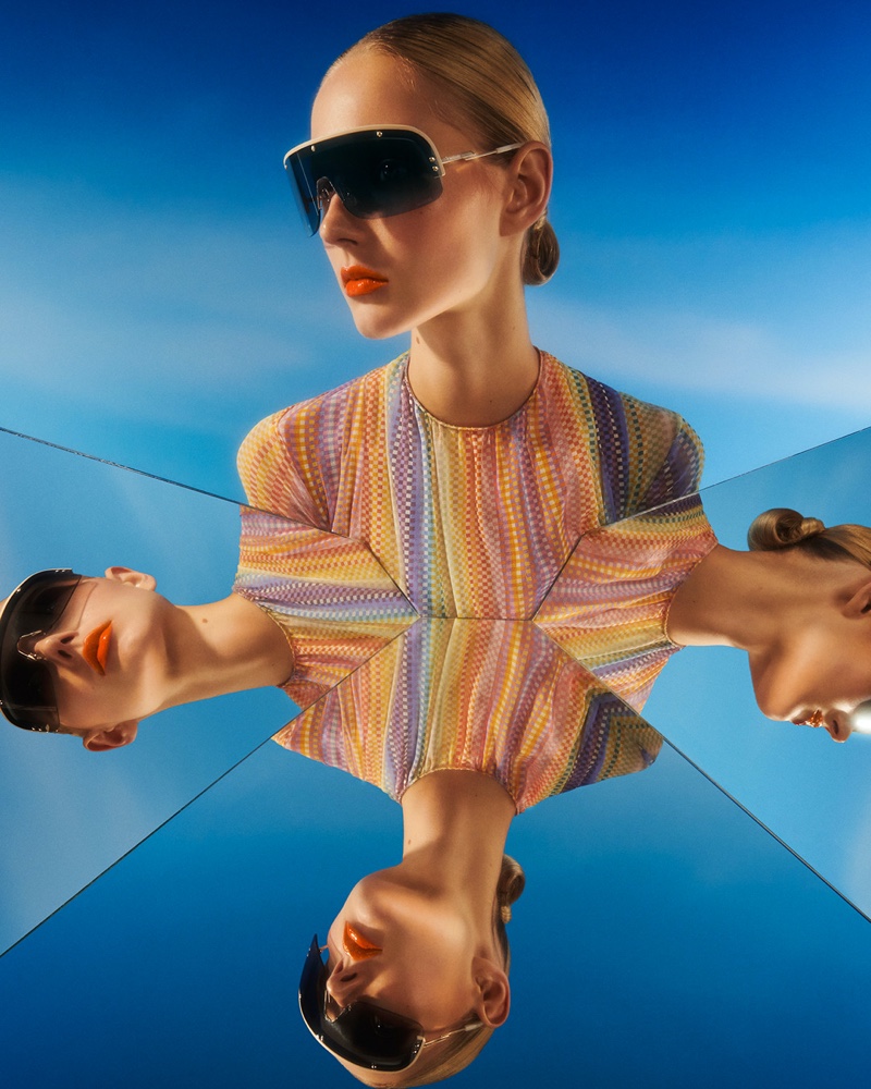Missoni eyewear uses mirrored imagery in its spring-summer 2024 ad.