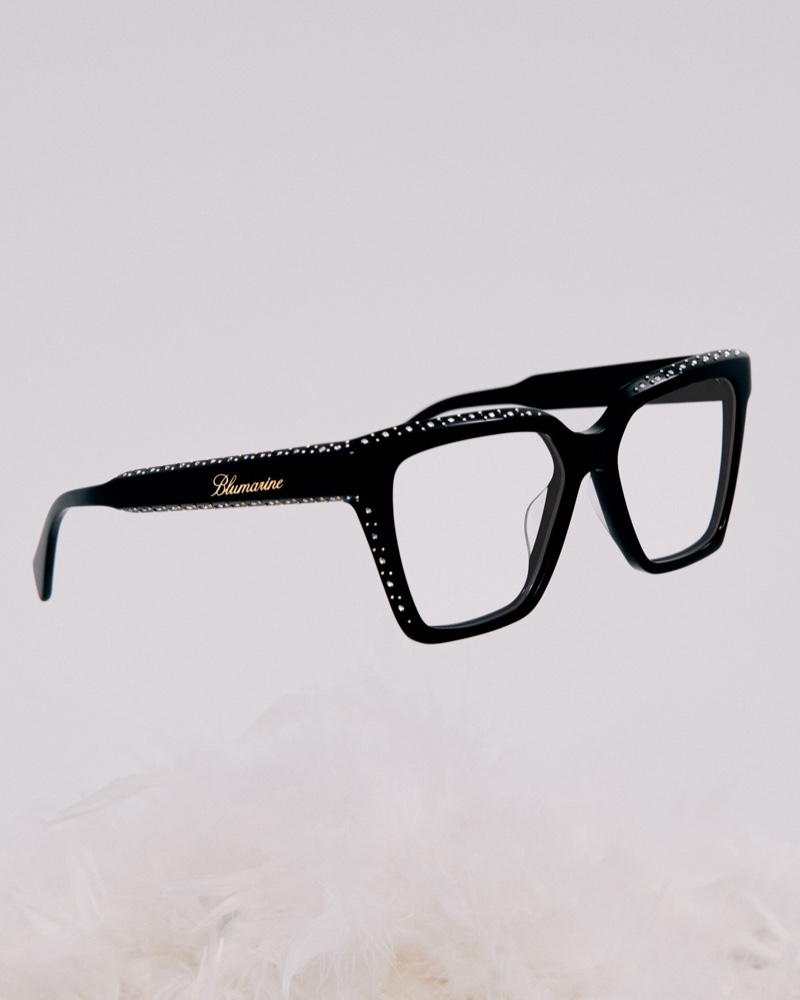 Blumarine VBM857S optical glasses featuring micro-crystals and studs.
