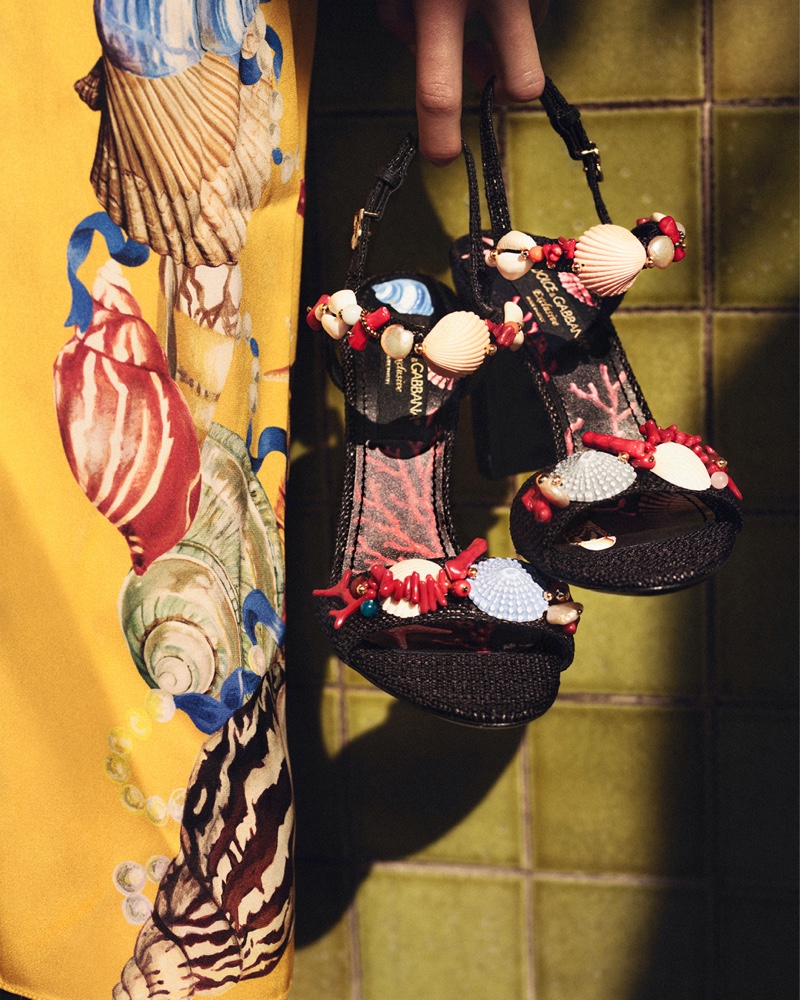 Capri Kiera Sophia embellished raffia sandals from Dolce & Gabbana x Mytheresa collection.