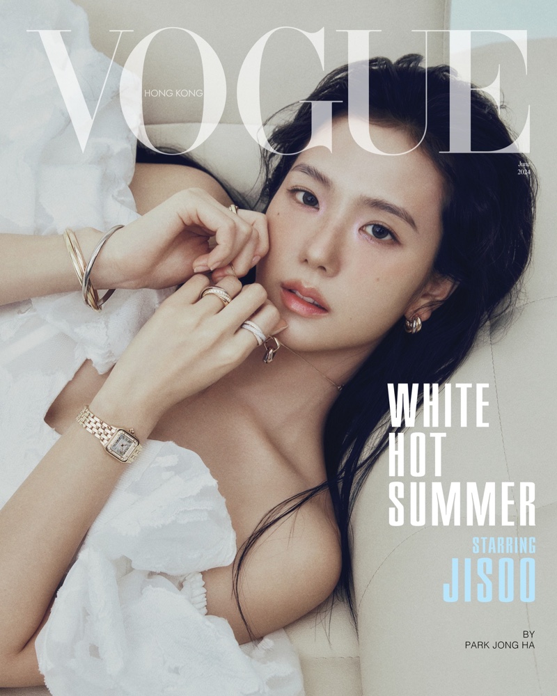 Jisoo looks ethereal in white on Vogue Hong Kong cover for June 2024.