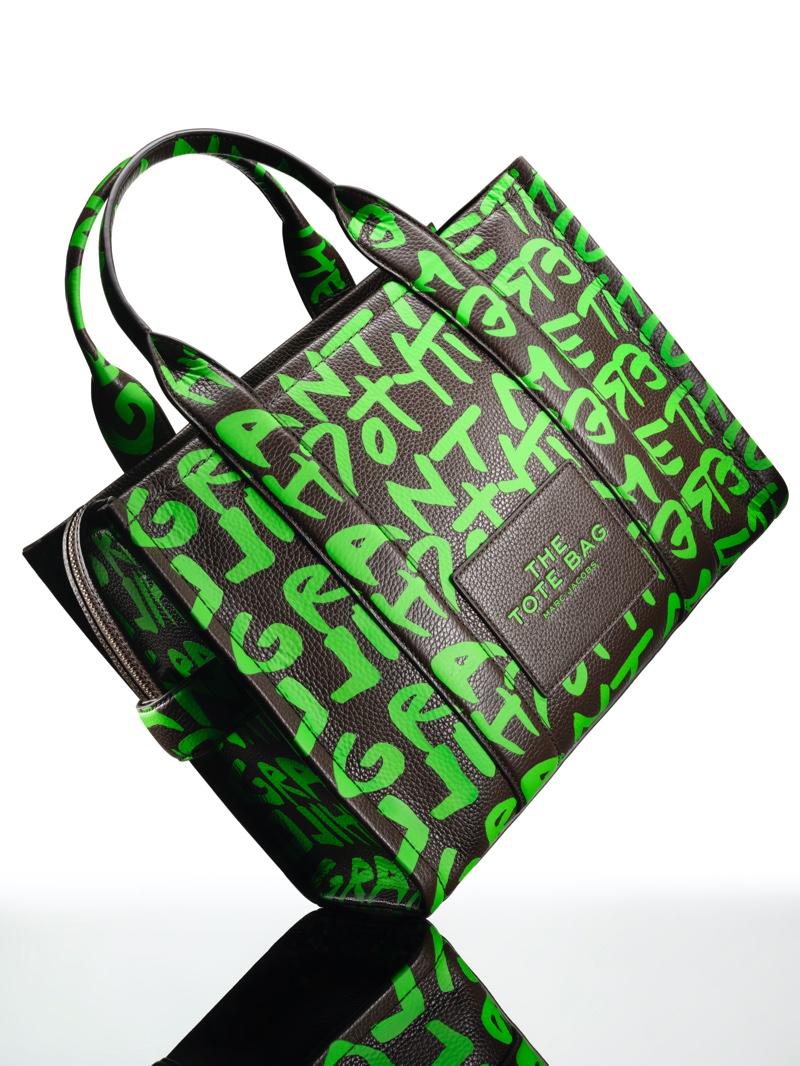 arc Jacobs The Tote Bag x Stephen Sprouse features a graffiti-style print.