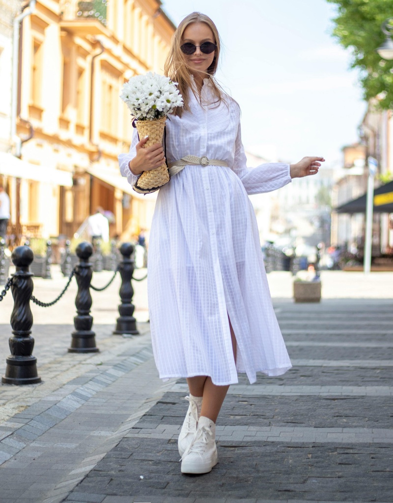 Shirt Dress Sneakers Outfit
