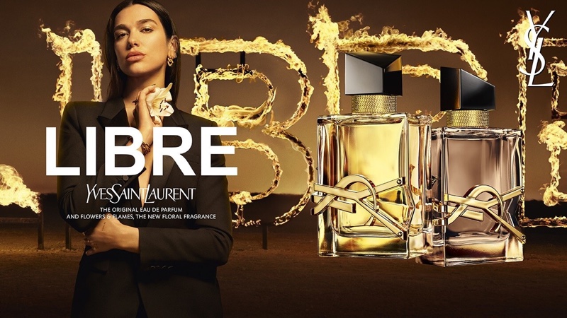 Dua Lipa Lights Up YSL Libre Flowers & Flames Ad