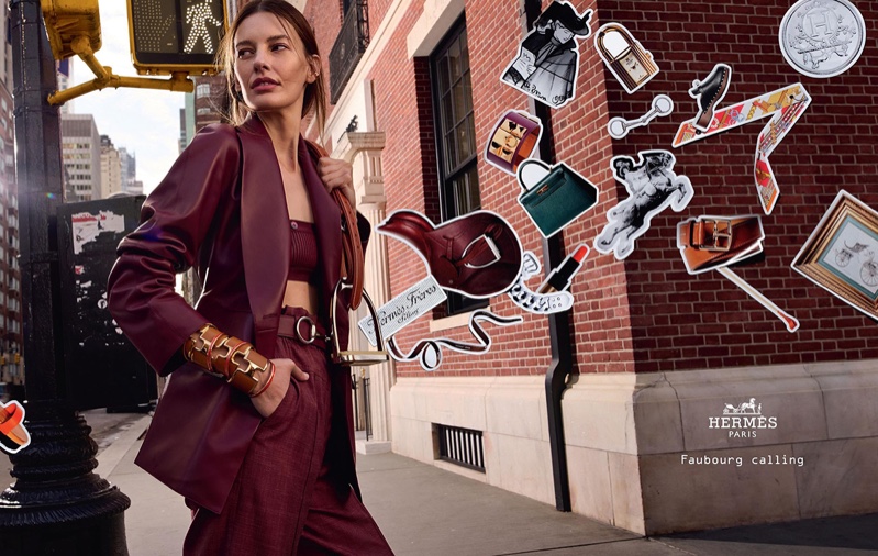 Amanda Murphy walks in New York City for the Hermès spring-summer 2024 campaign.