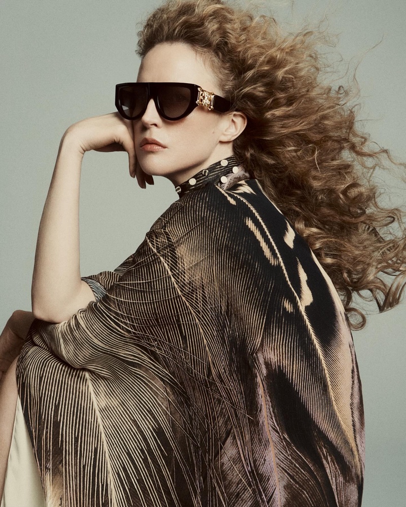 Roberto Cavalli features the oversized frames of the Mirror Snake sunglasses in its summer 2024 campaign.