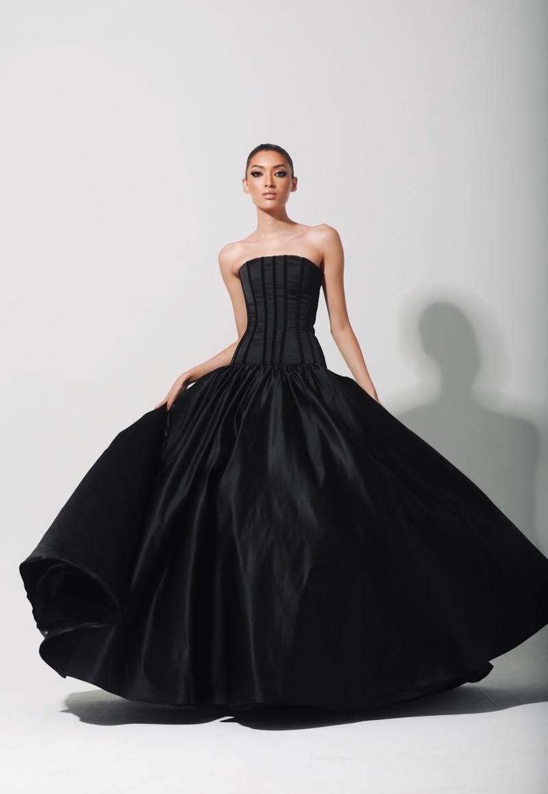 The resort 2025 collection by Sergio Hudson includes a striking black ball gown.