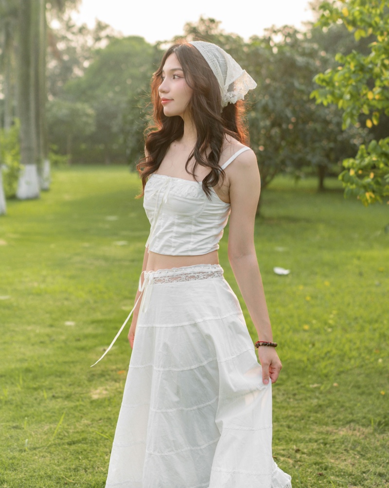 White Top Skirt Cottagecore Aesthetic