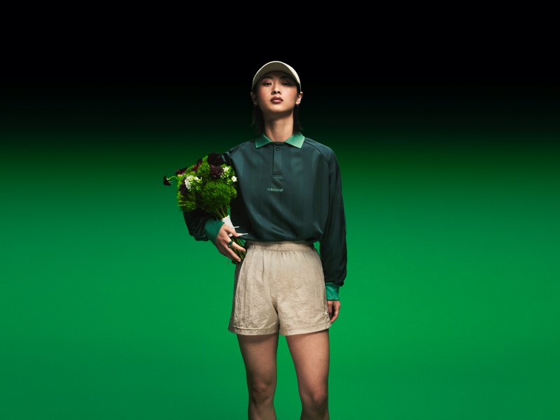 Model Sabrina Lan shines in green for adidas Originals' SL 72 campaign.