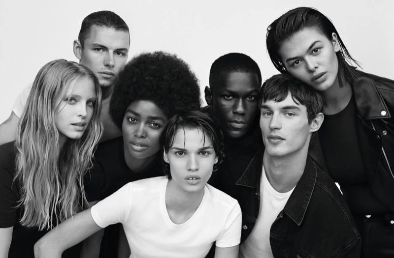 Abby Champion, Finley Prentice, Blesnya Minher, Mathilda Gvarliani, Cheikh Dia, Kit Butler, and Noor Mutsaers get casual in CK One Essence fragrance ad.