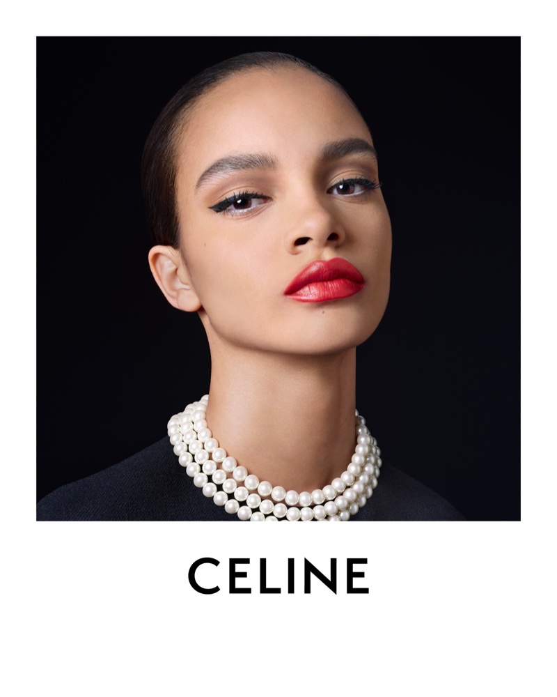 Naomi wears Celine Beauté Le Rouge Celine.