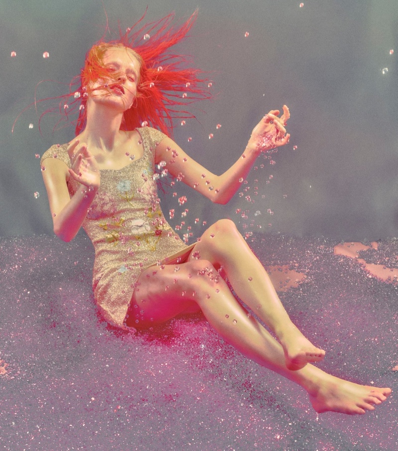 Sigrid Hagen looks ethereal in Clio Peppiatt's high summer 2024 campaign.