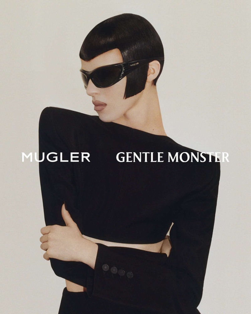 Colin Jones shows off the Mugler x Gentle Monster Spiral 02 shades.