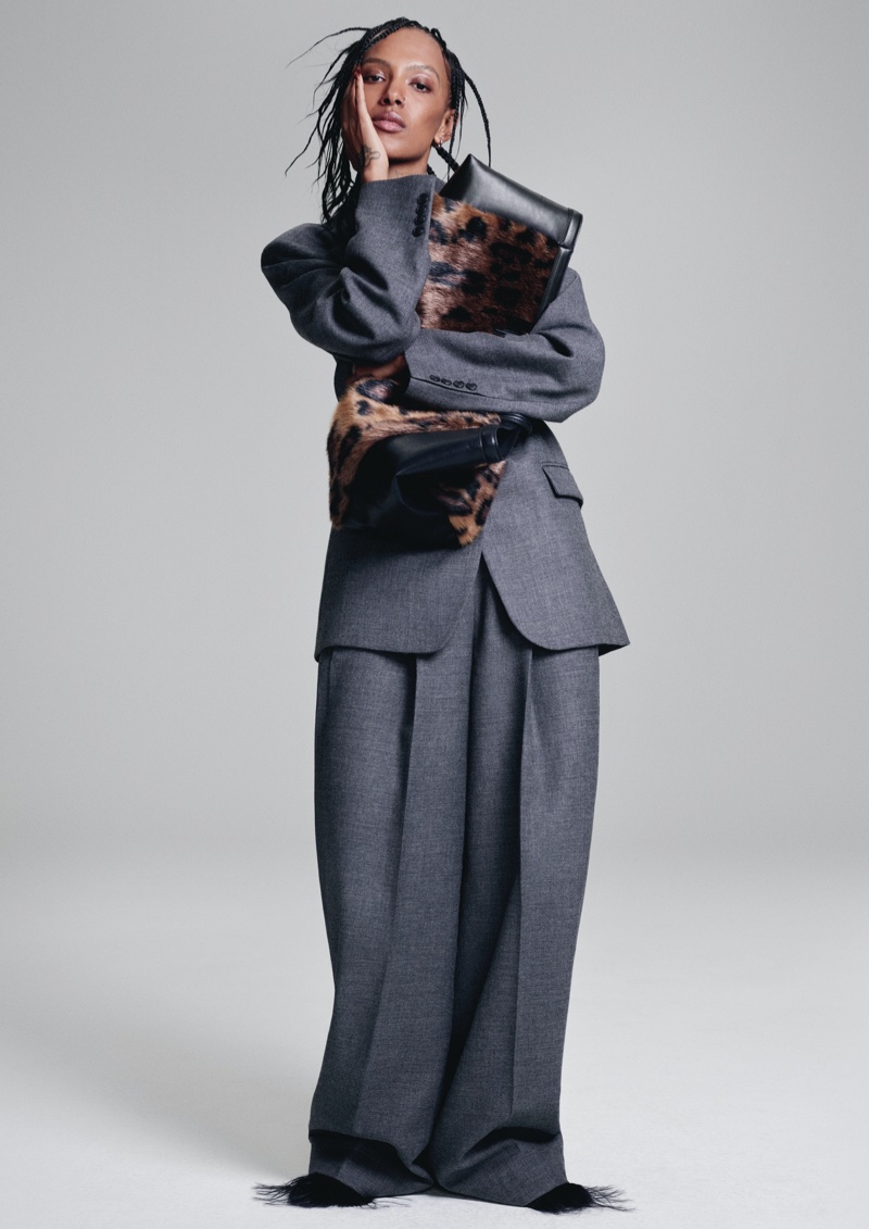 Singer Alewya wears relaxed suiting for H&M's fall-winter 2024 campaign.