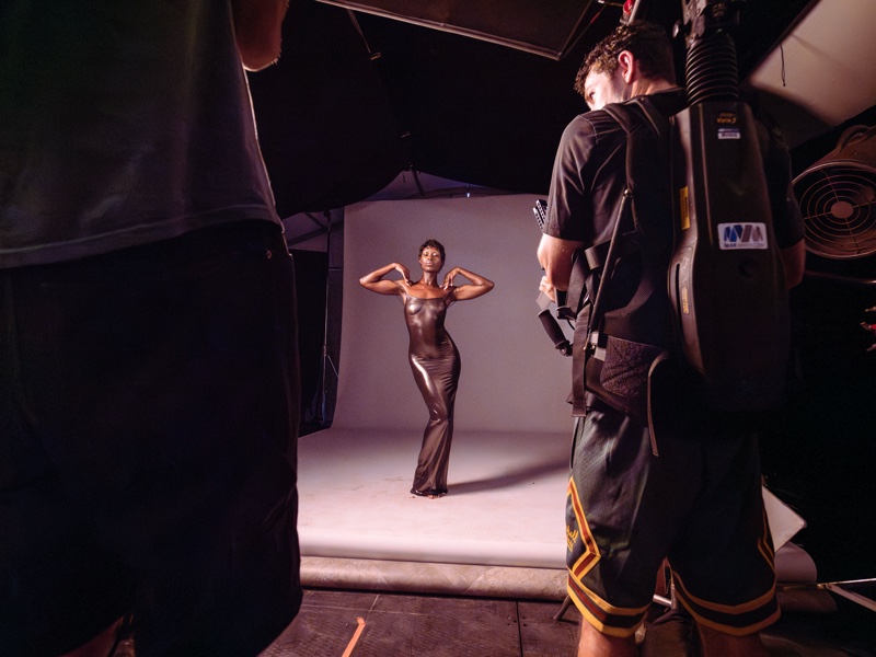 Jodie Turner-Smith poses on set of the Pirelli calendar.