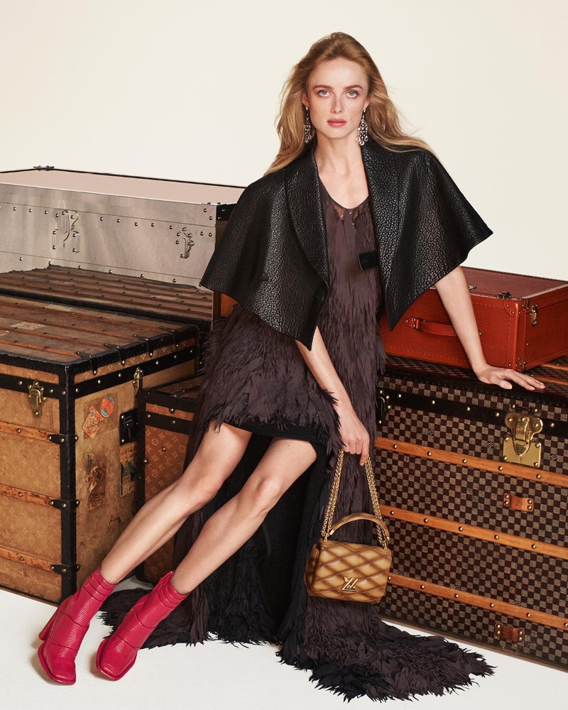 Louis Vuitton celebrates its famous trunkmaking for its fall 2024 ad.