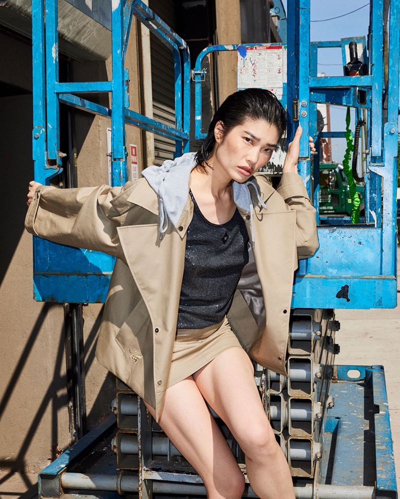 Steph Shiu strikes a pose in MCM's fall-winter 2024 collection.