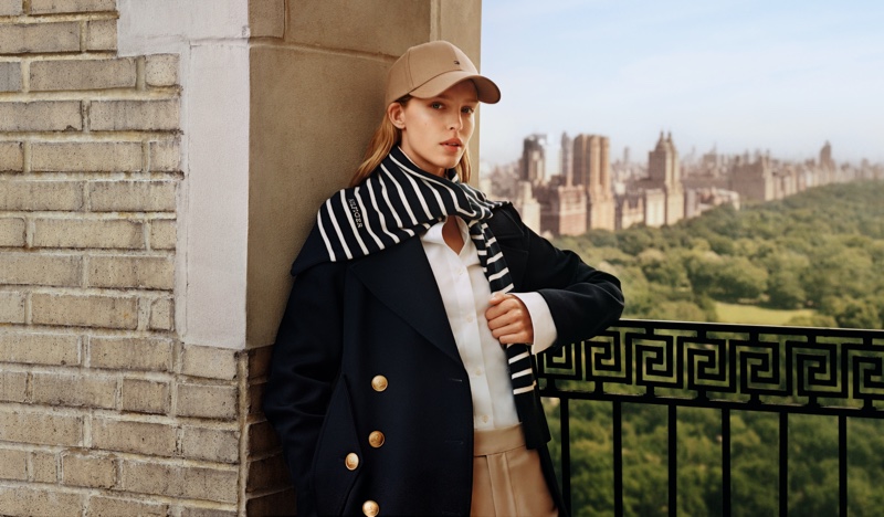 Layering up in neutrals, Abby Champion fronts Tommy Hilfiger fall 2024 ad.