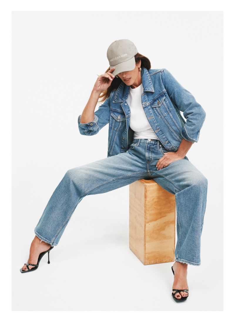 Rocking denim on denim, Cindy Crawford joins Good American's new campaign.