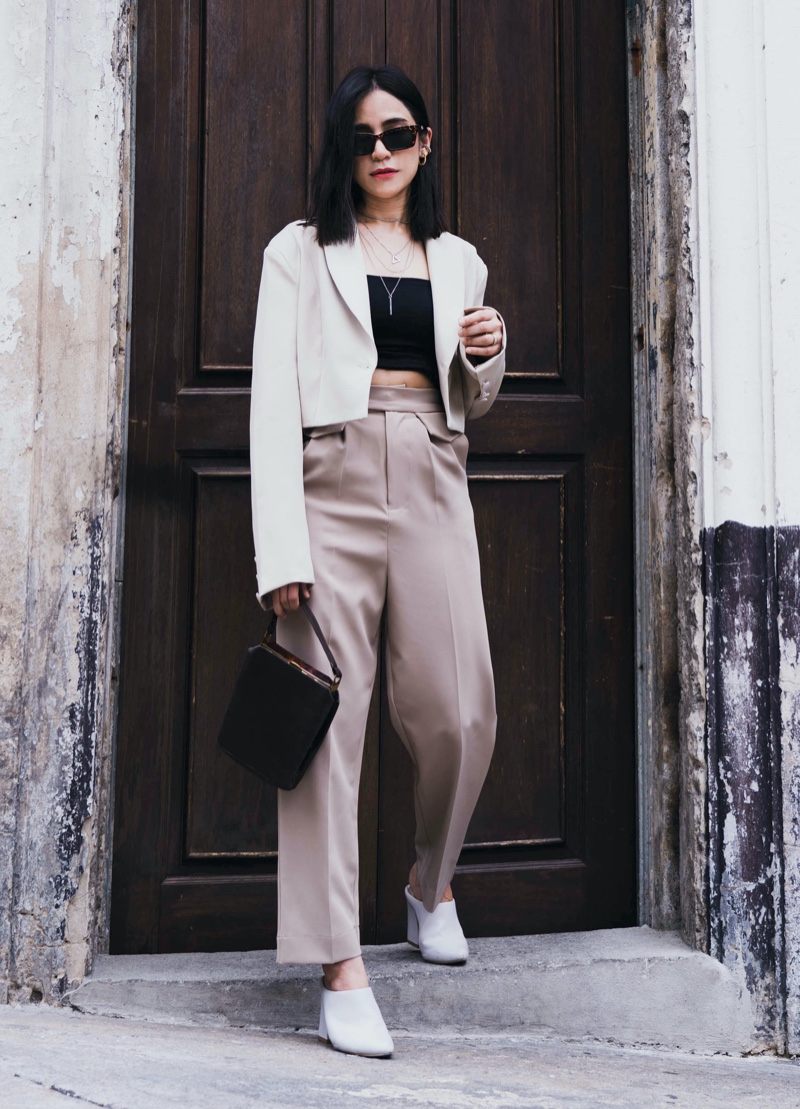 Cropped Jacket High-Waisted Trousers Minimalist Look