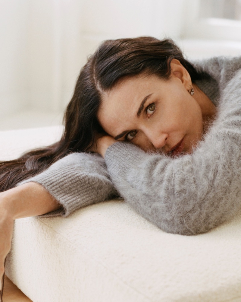 Ready for her closeup, Demi Moore wears J. Crew's brushed cashmere sweater.