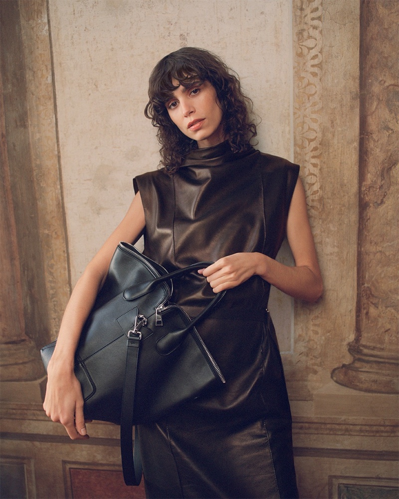 Tod's places leather on leather for its fall-winter 2024 campaign.