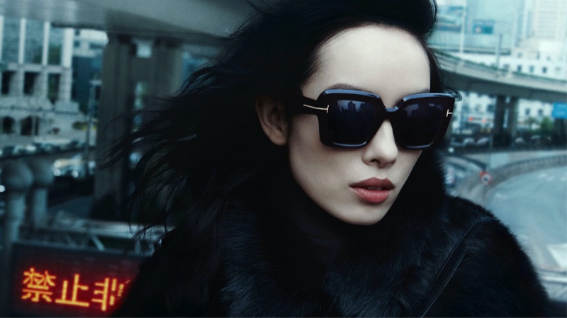 A look at Tom Ford's fall 2024 eyewear campaign featuring square sunglasses.