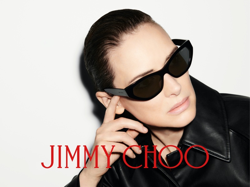 Actress Winona Ryder wears sleek sunglasses for Jimmy Choo's fall 2024 ad.