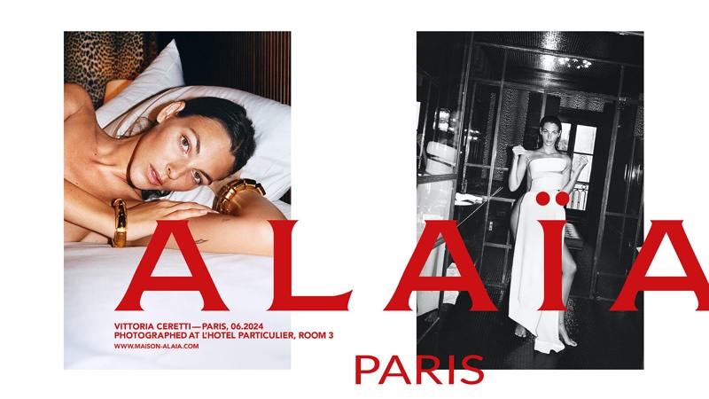 Vittoria Ceretti models in Paris for Alaïa's summer-fall 2024 campaign.