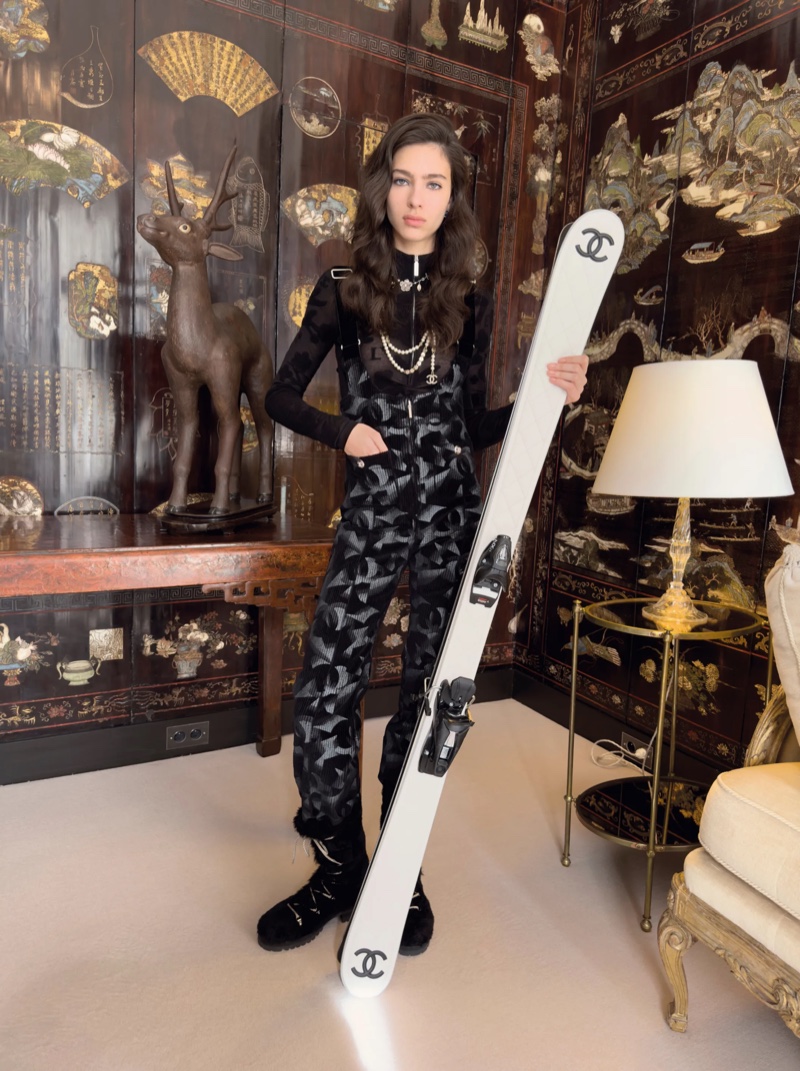 Chanel features luxe fabrics in its Coco Neige 2024 collection.