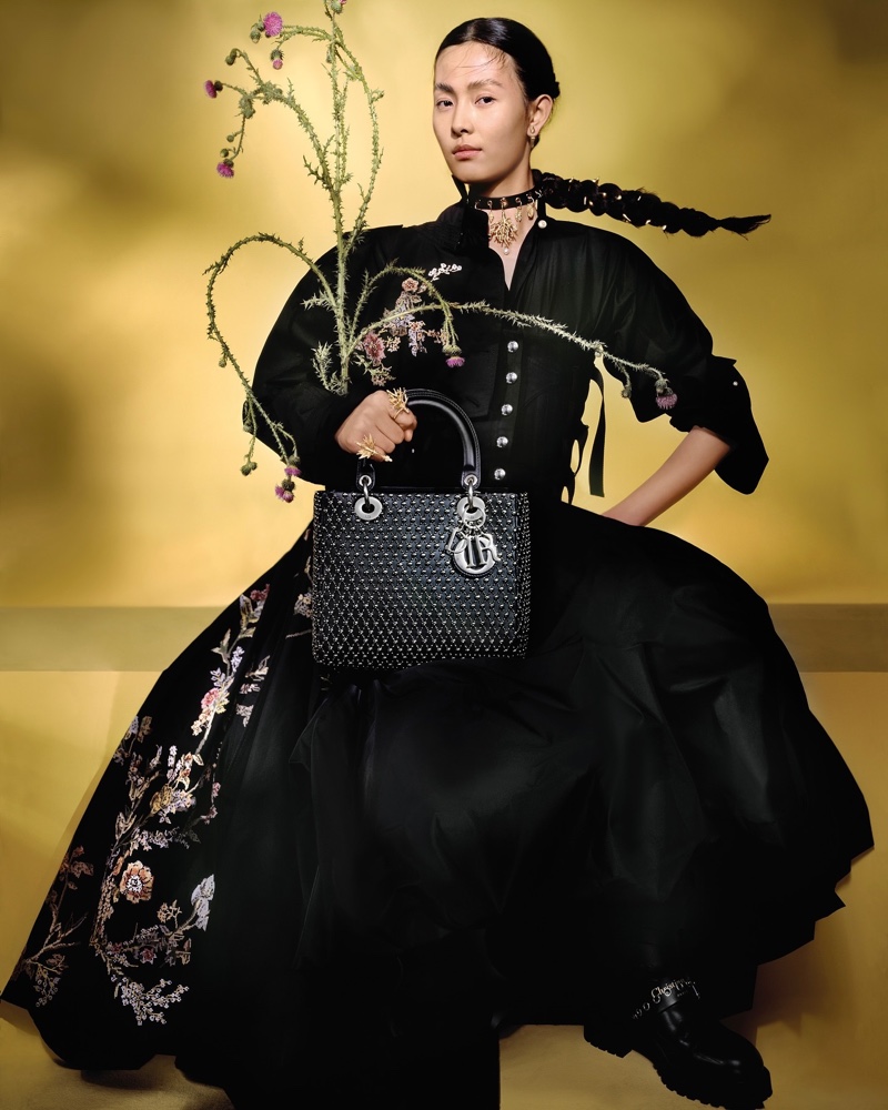 Jiali Zhao wears a dramatic silhouette in Dior's cruise 2025 ad.