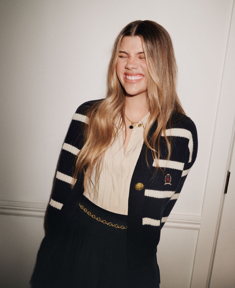 Sofia Richie channels preppy style for Tommy Hilfiger's Holiday 2024 collection.