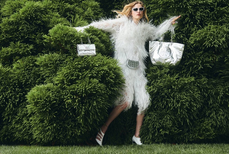 Tory Burch highlights metallic handbags for its 2024 Holiday gift guide.