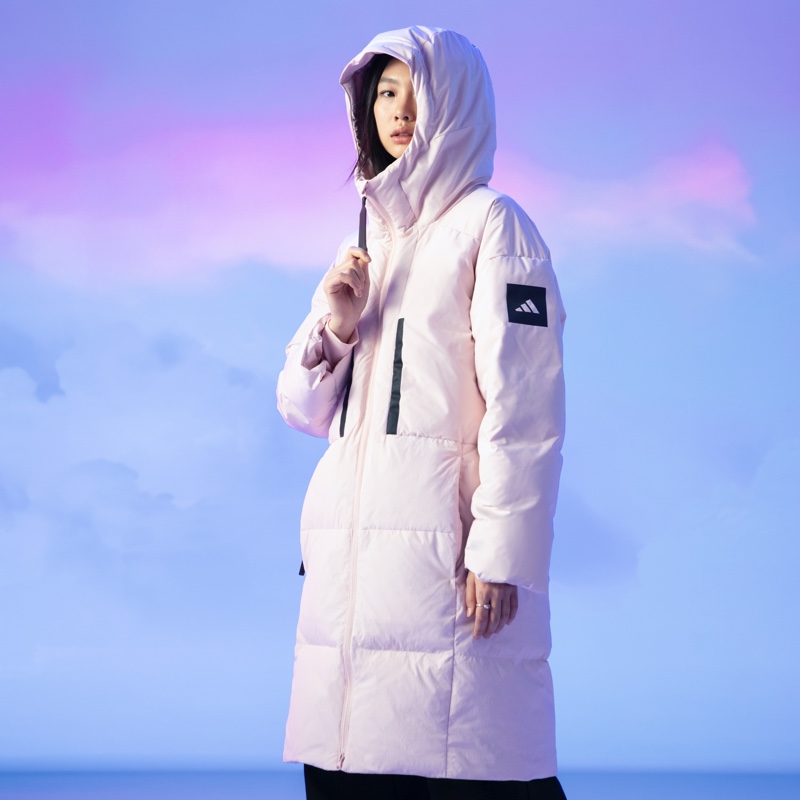 Actress Hoyeon bundles up for adidas Sportswear's Myshelter Down Parka campaign.