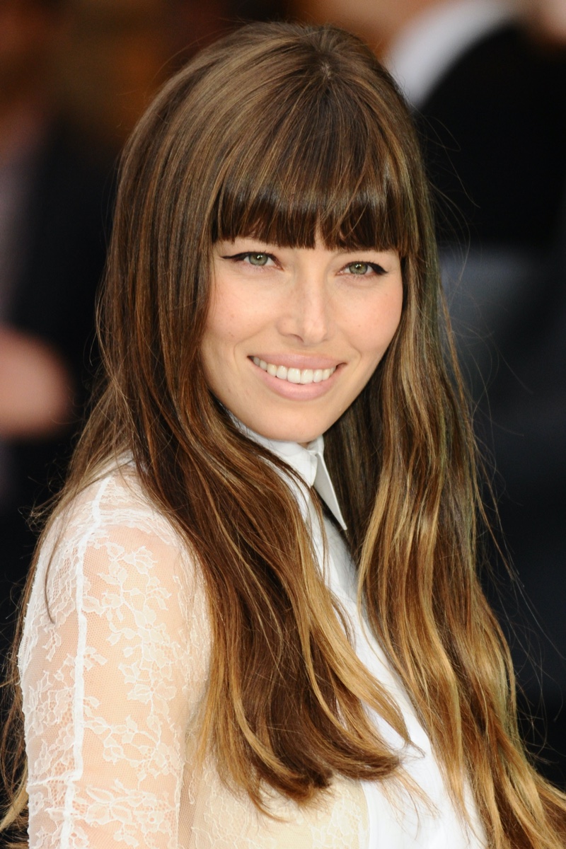 Blunt Bangs Long Hair Jessica Biel