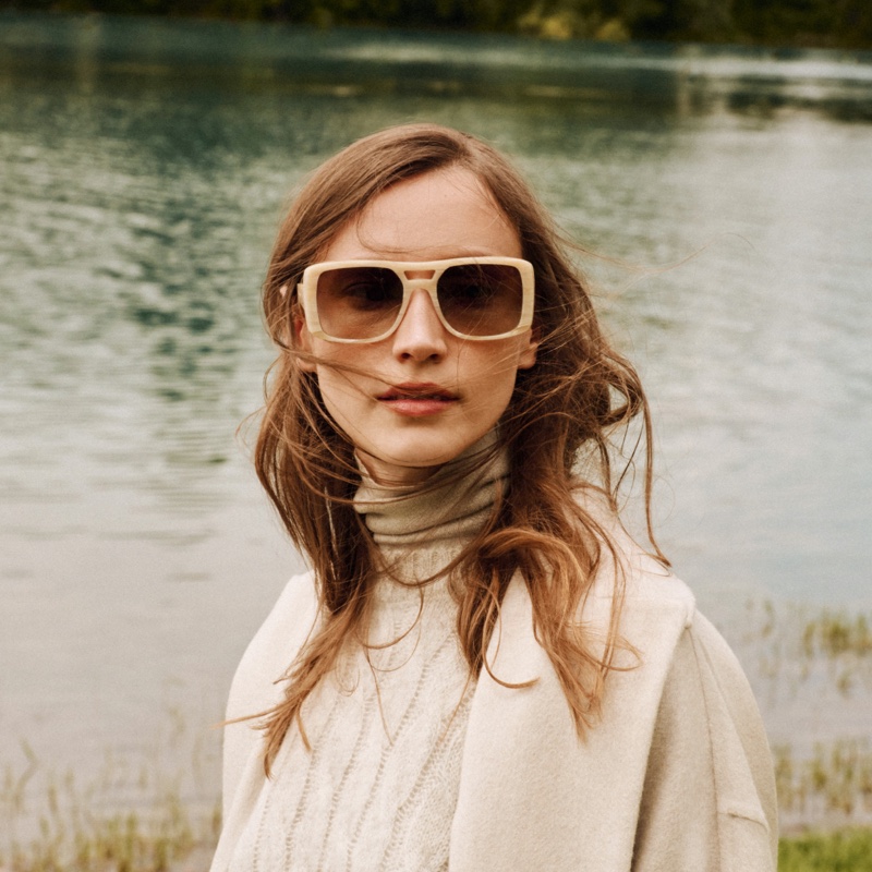 Square sunglasses stand out in Brunello Cucinelli's fall-winter 2024 eyewear collection.