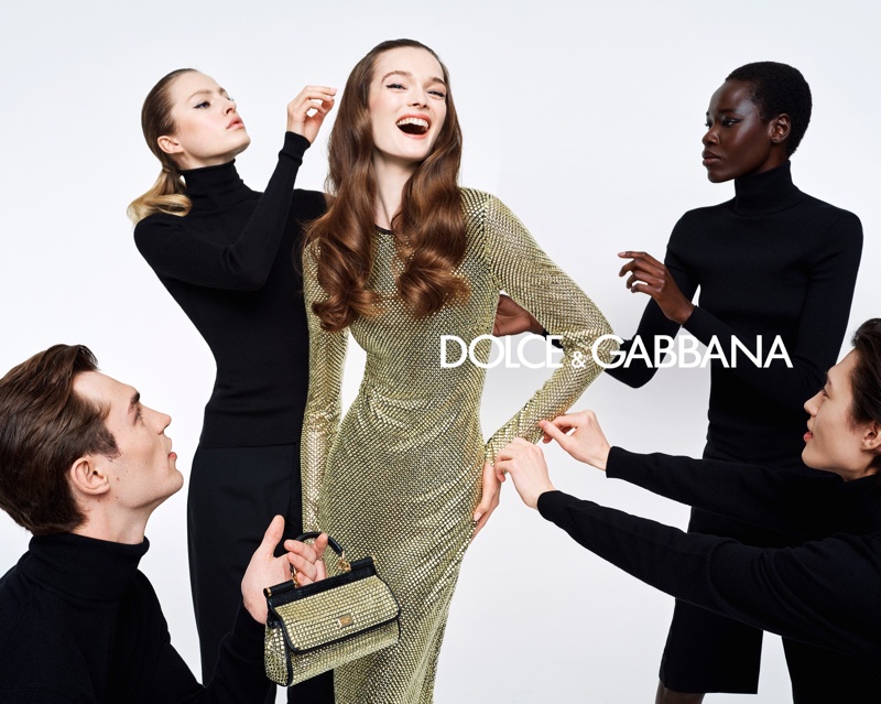 Lulu Tenney is all smiles in Dolce & Gabbana's Holiday 2024 ad.