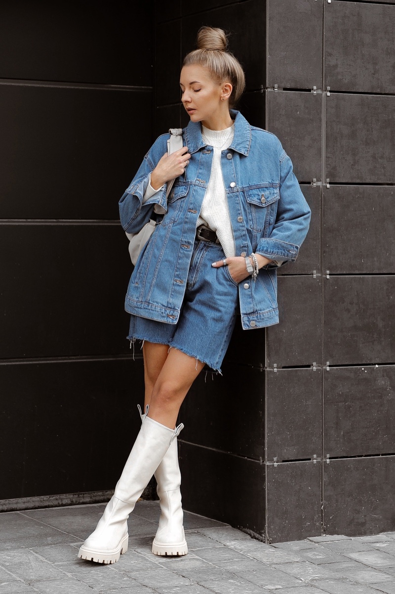 Double Denim Jacket Shorts Outfit