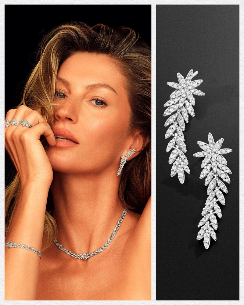 Dripping in diamonds, Gisele Bundchen wears the Flori collection from Vivara.