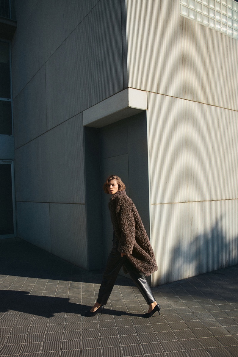 Bibi Breslin layers up for winter in H&M's pile coat.