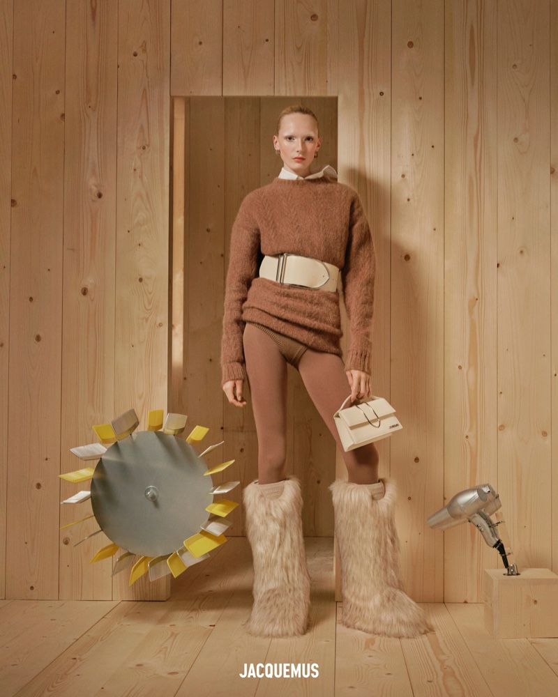 Jacquemus features cozy knitwear and boots for its Holiday 2024 campaign.