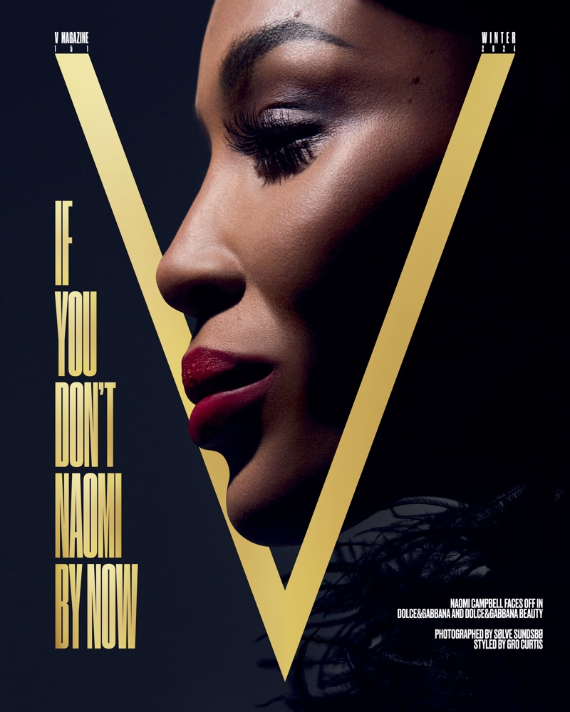 Naomi Campbell poses on V Magazine  V151 Winter 2024 cover.